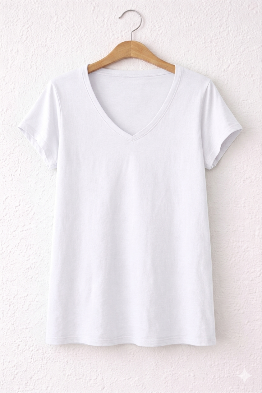 Camiseta manga corta cuello pico esencial