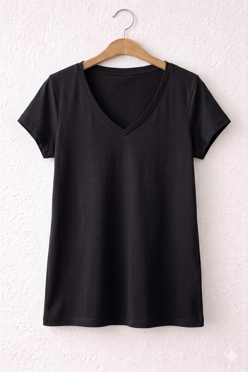 Camiseta manga corta cuello pico esencial