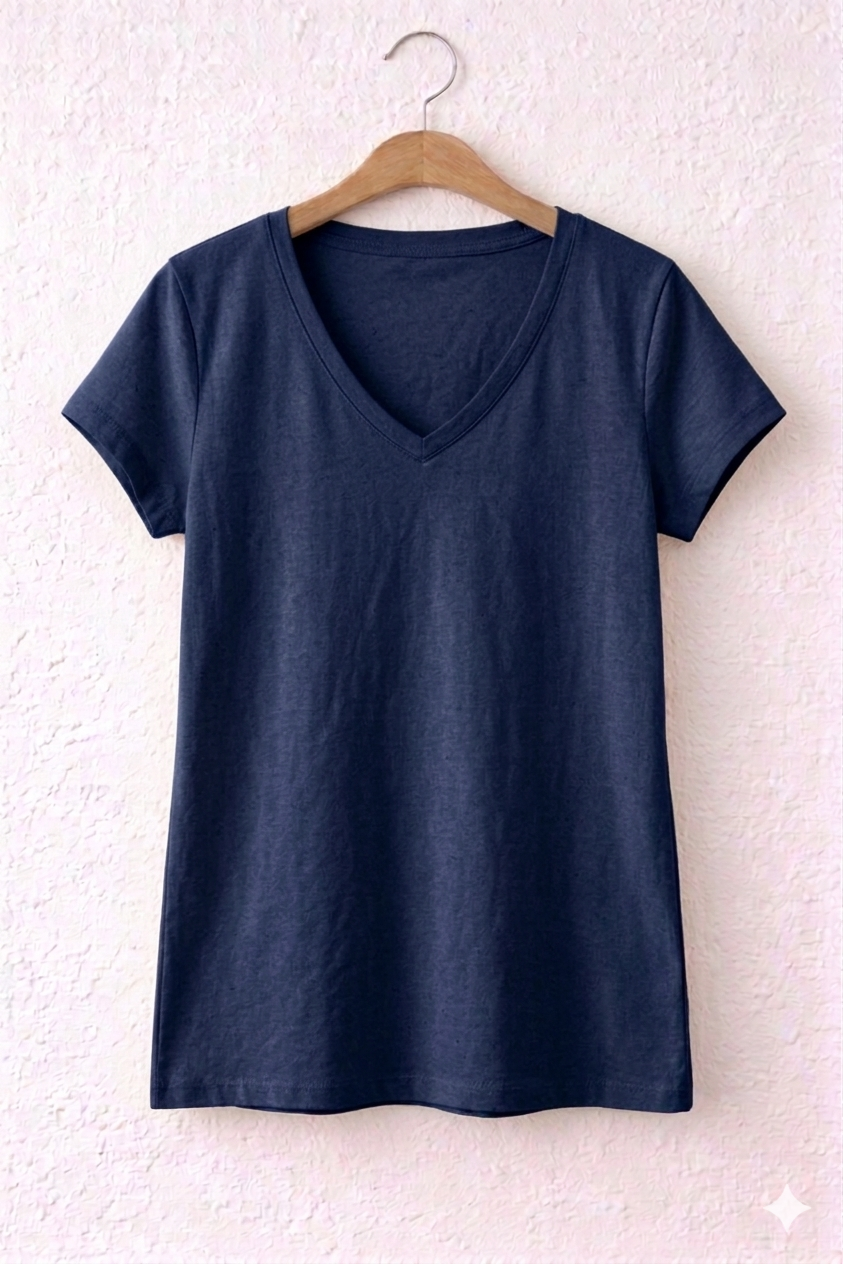 Camiseta manga corta cuello pico esencial