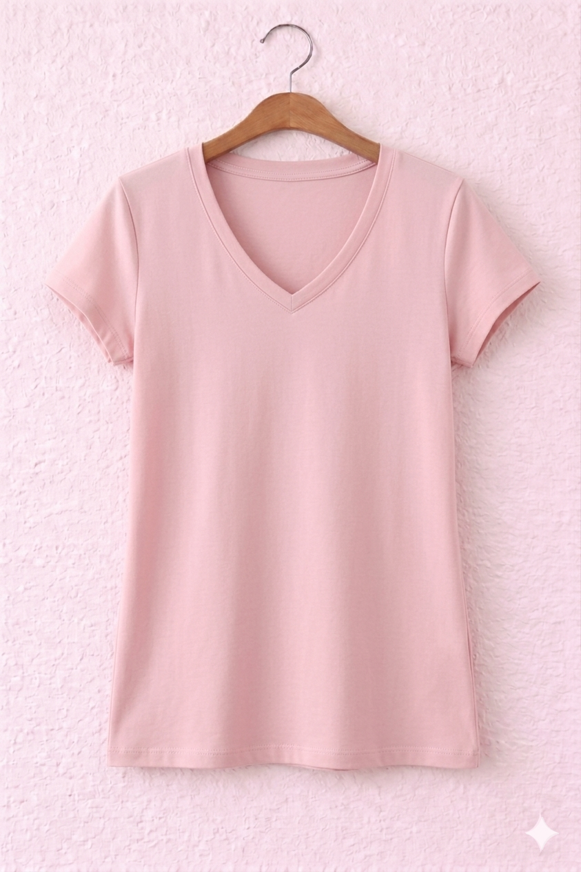 Camiseta manga corta cuello pico esencial