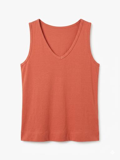 Camiseta de Tirante Ancho Básica con Cuello de Pico