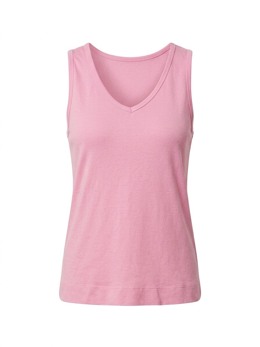 Camiseta de Tirante Ancho Básica con Cuello de Pico