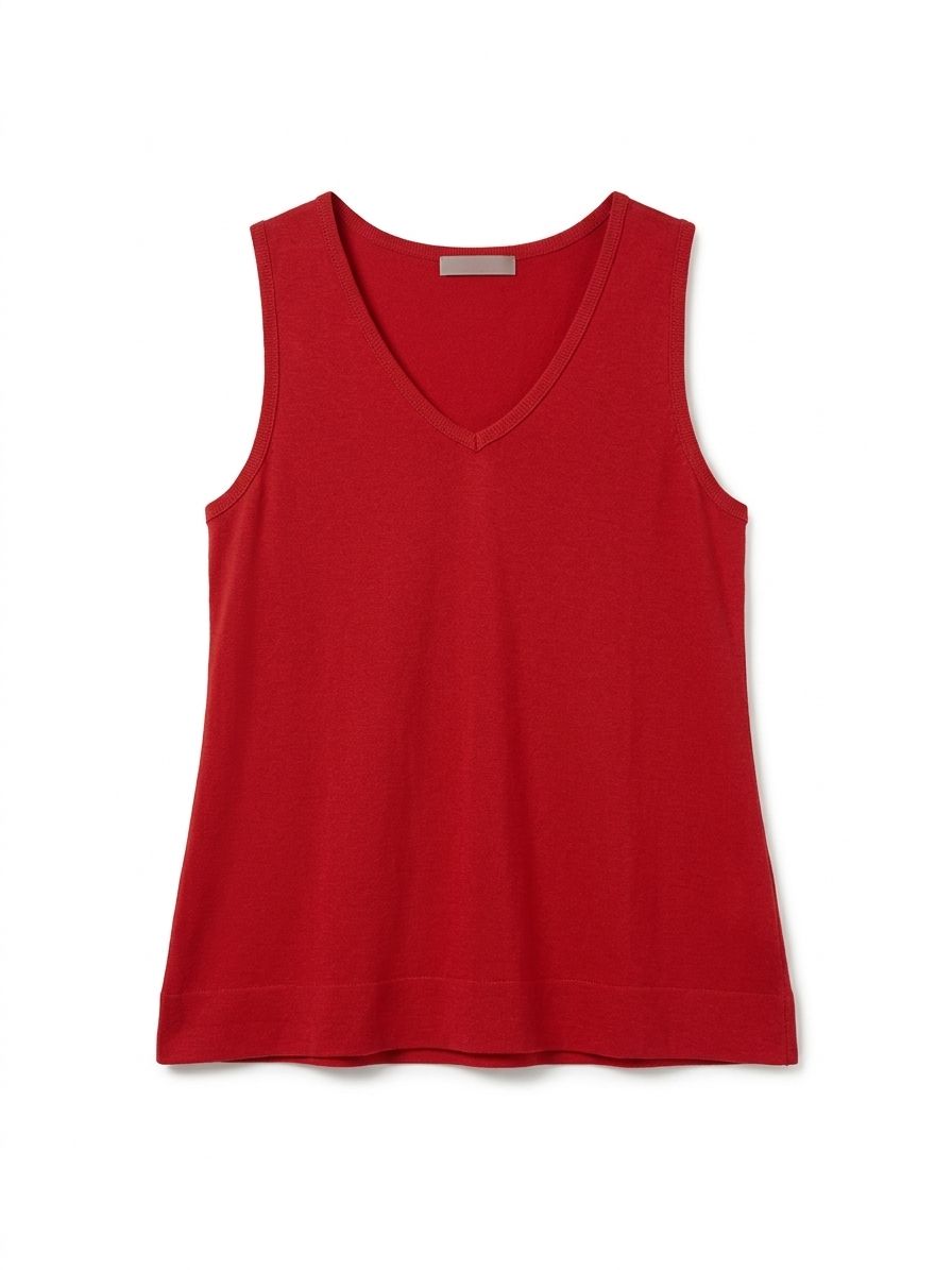 Camiseta de Tirante Ancho Básica con Cuello de Pico