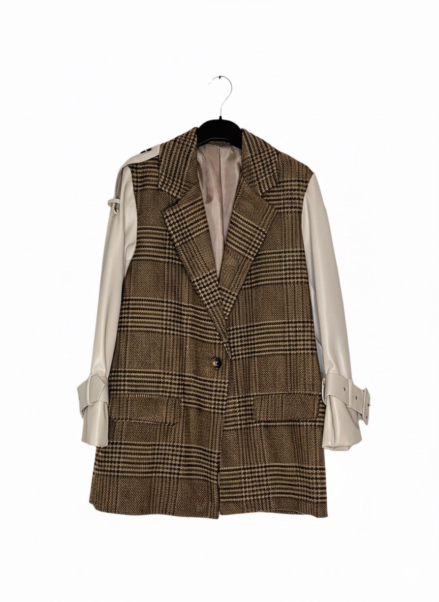 Blazer ‘Mix’ de Príncipe de Gales y Polipiel