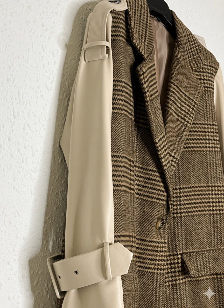 Blazer ‘Mix’ de Príncipe de Gales y Polipiel