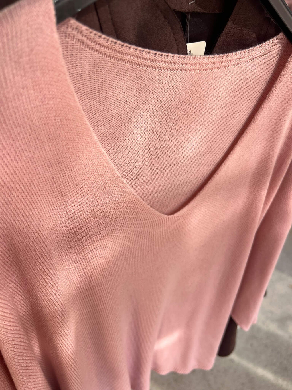 Jersey Punto Fino | Cuello en V Manga Murciélago