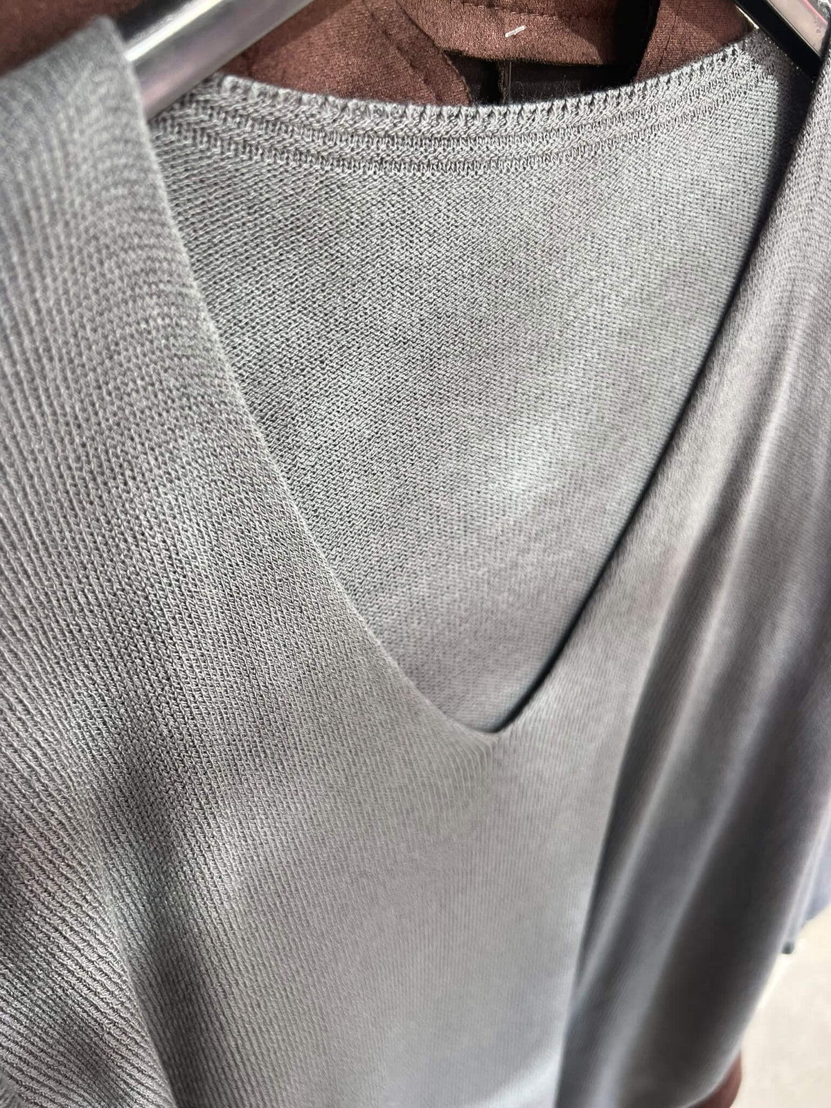 Jersey Punto Fino | Cuello en V Manga Murciélago