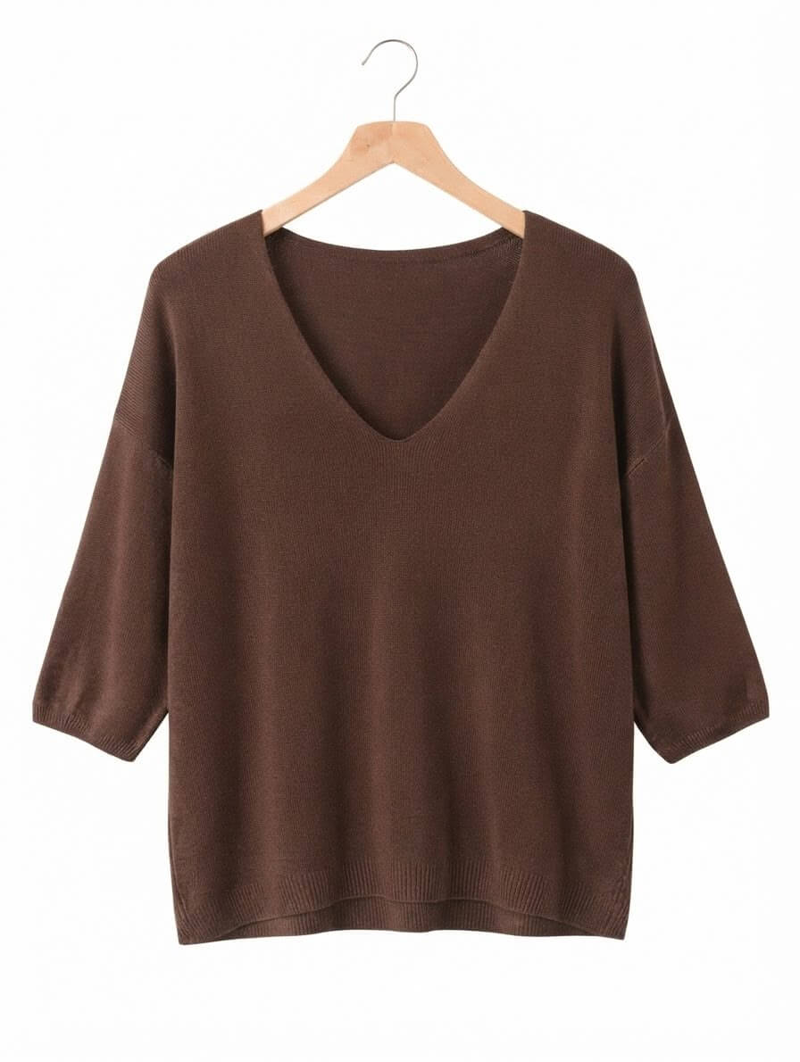 Jersey Punto Fino | Cuello en V Manga Murciélago