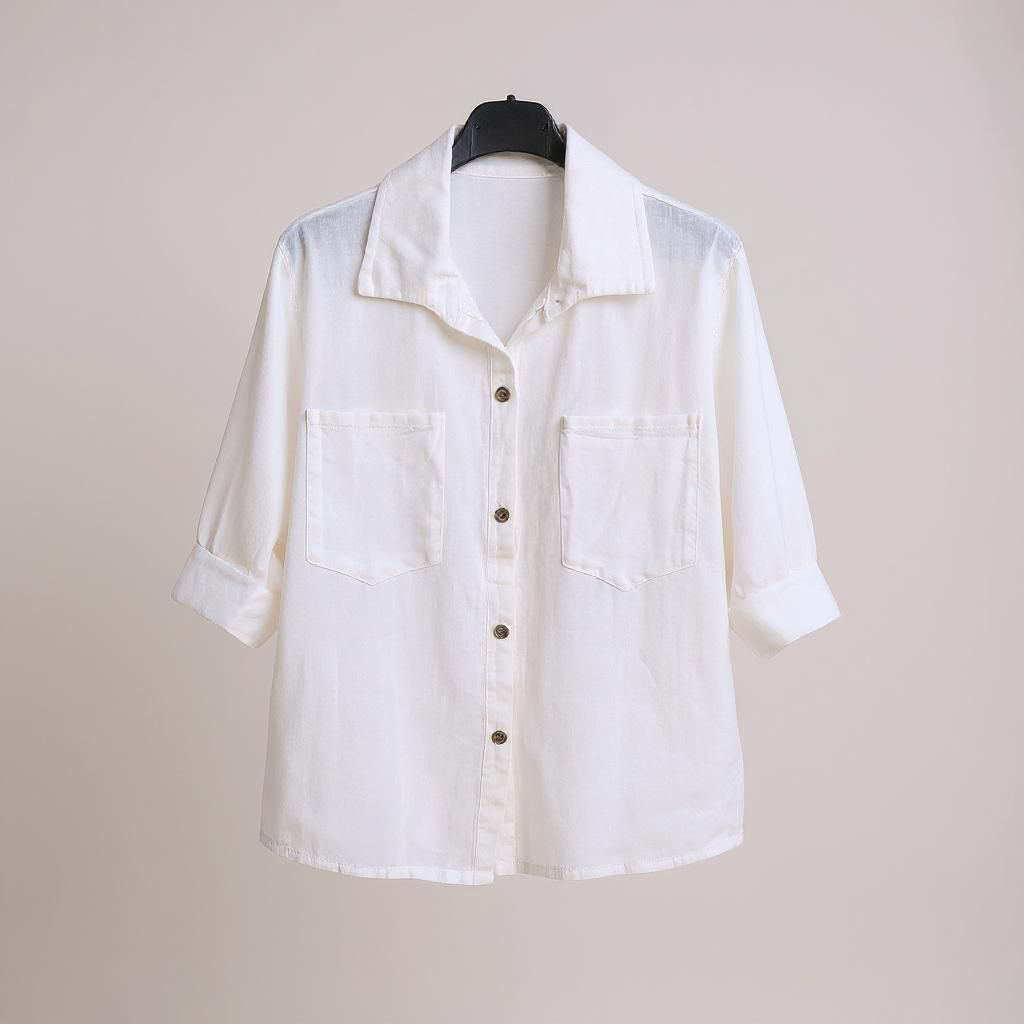 Camisa Oversize Algodón Efecto Lino