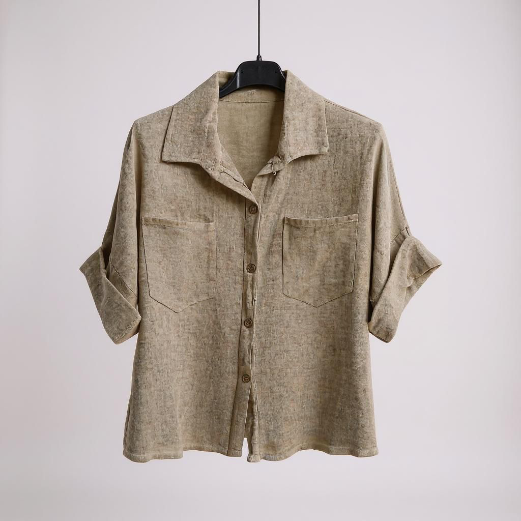 Camisa Oversize Algodón Efecto Lino