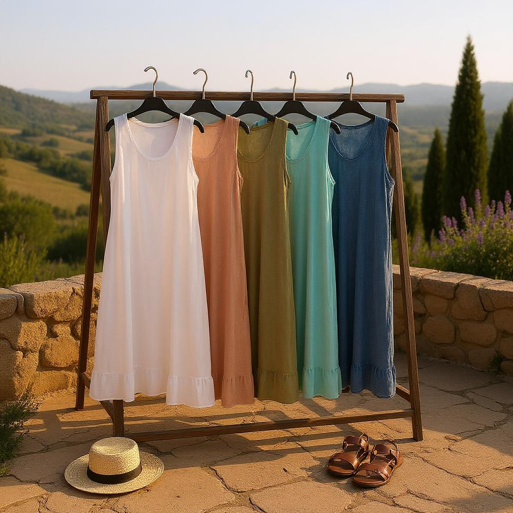 Vestido Largo de Tirantes con Volante Bajo