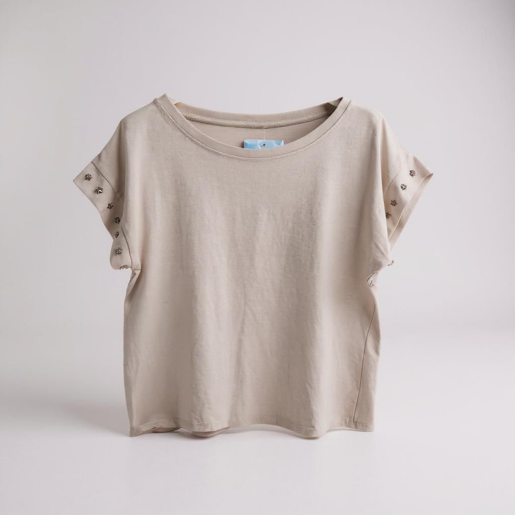 Camiseta de Algodón con Detalle de Estrellas