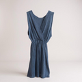 Vestido Corto de Bambula con Escote Cruzado/Pico