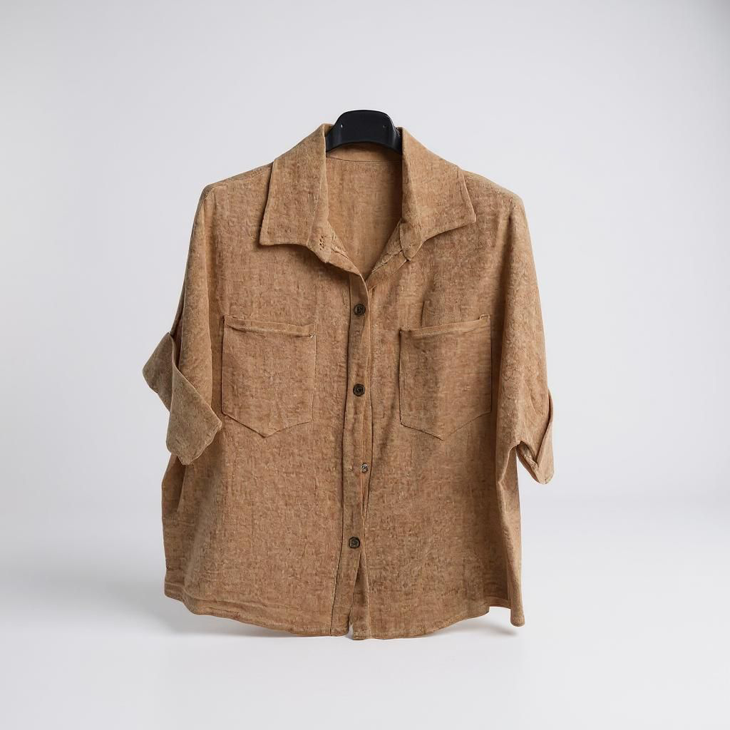 Camisa Oversize Algodón Efecto Lino