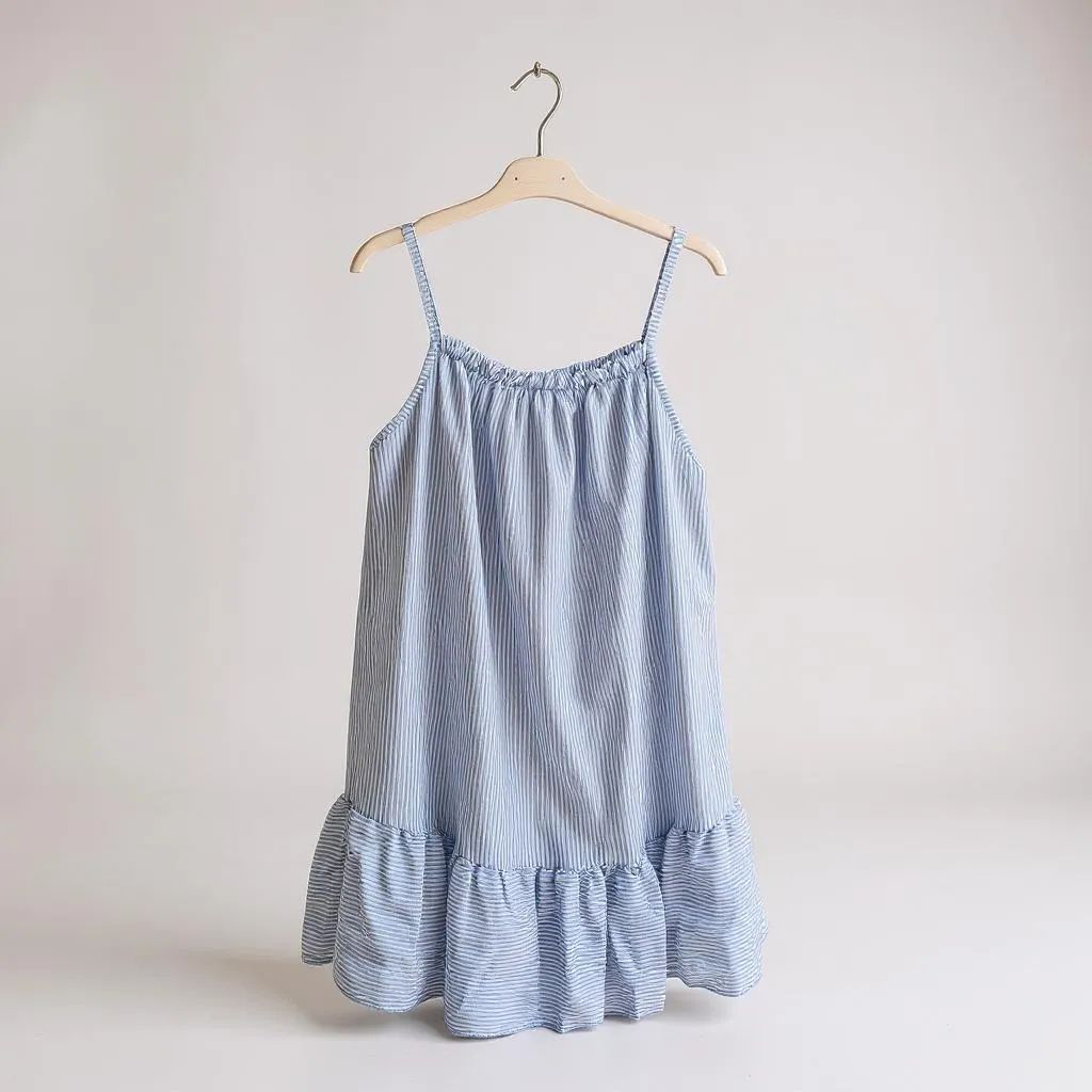 Vestido Corto Estilo Náutico con Volante