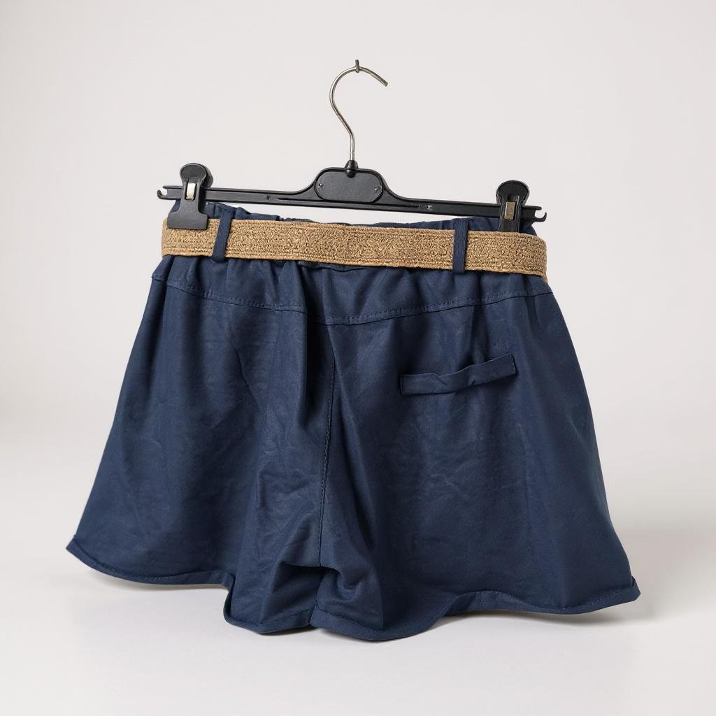 Pantalones Cortos algodón tipo Chándal con Cinturón de Trenzado