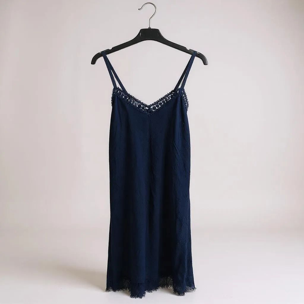 Vestido Corto Lencero de Algodón Efecto Lino