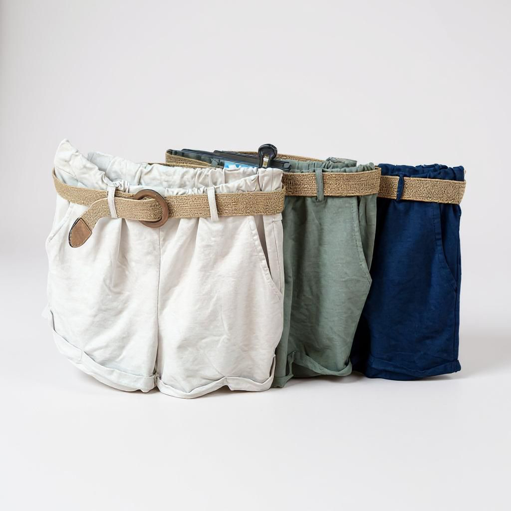 Pantalones Cortos algodón tipo Chándal con Cinturón de Trenzado
