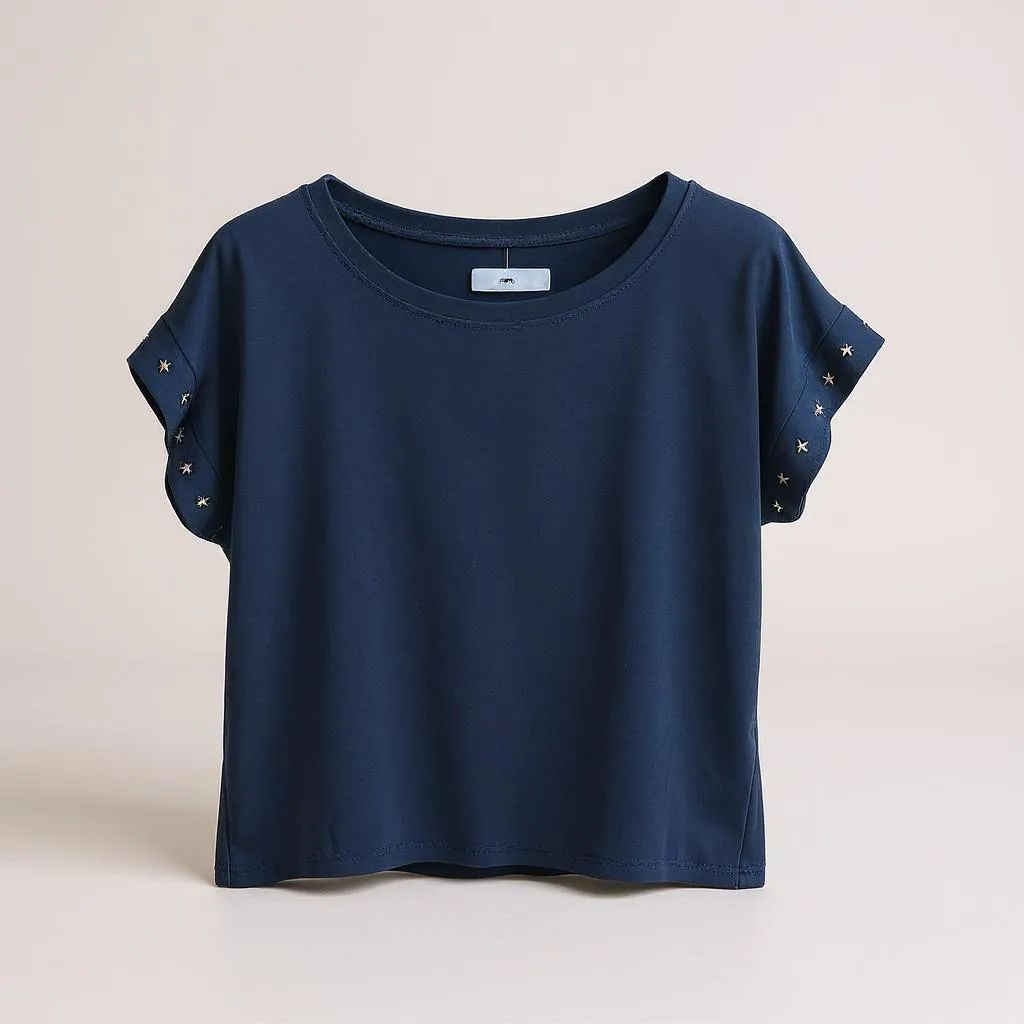 Camiseta de Algodón con Detalle de Estrellas