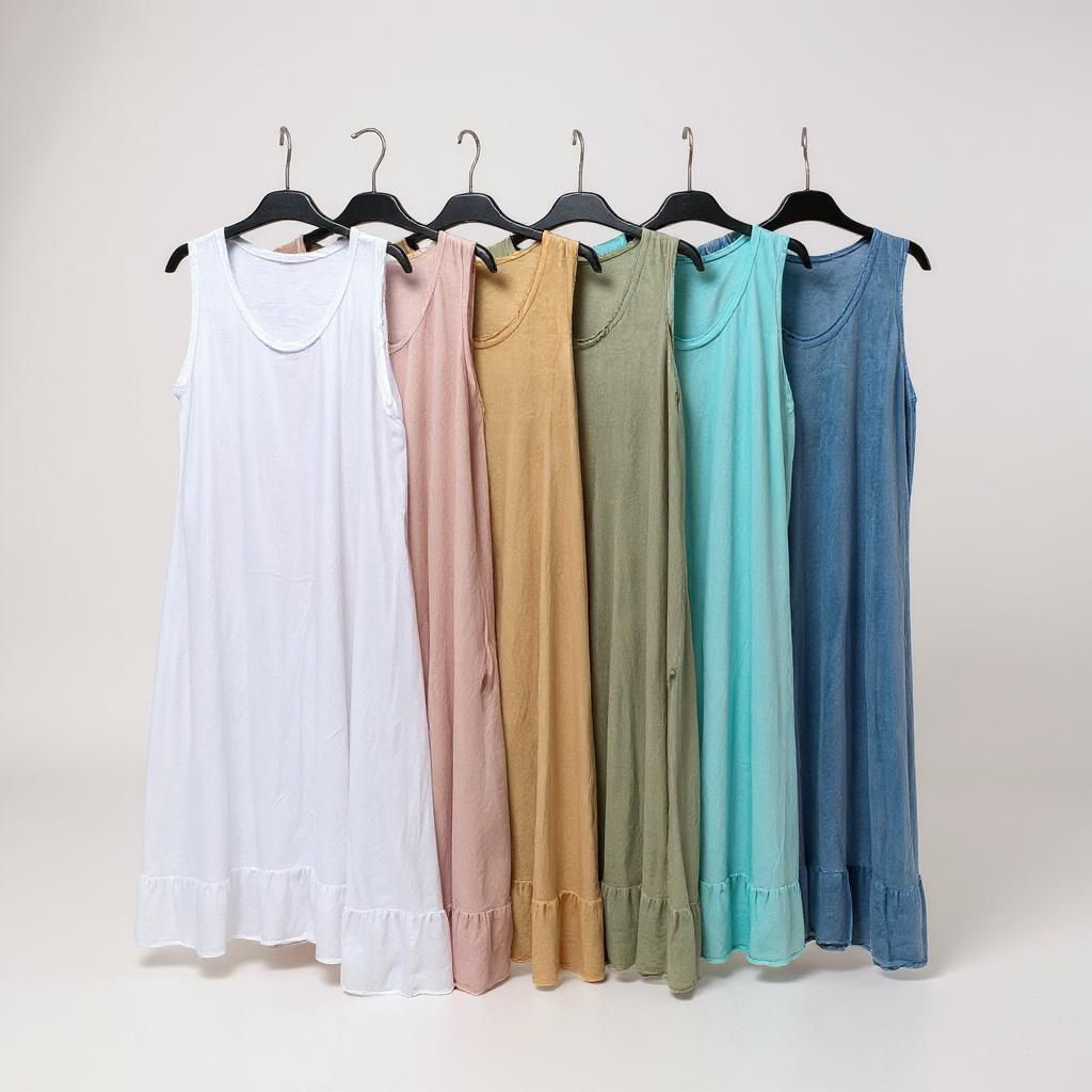 Vestido Largo de Tirantes con Volante Bajo