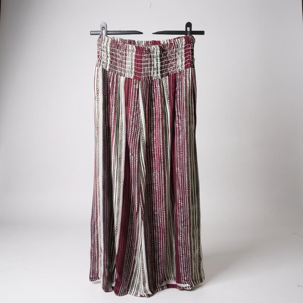 Pantalón Palazzo Estampado rayas con Cintura Fruncida