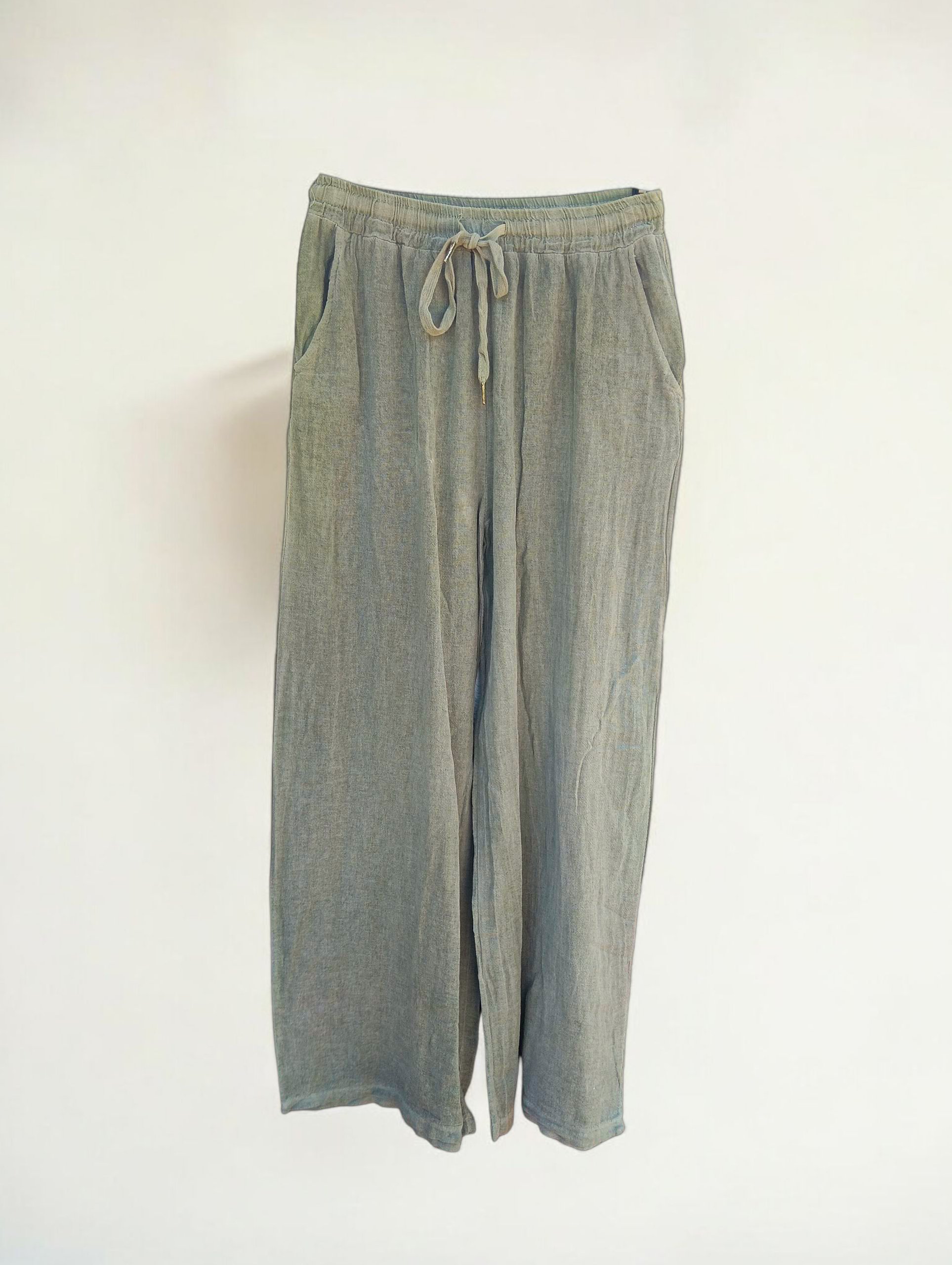 Pantalón Fluido de Algodón con Efecto Lino