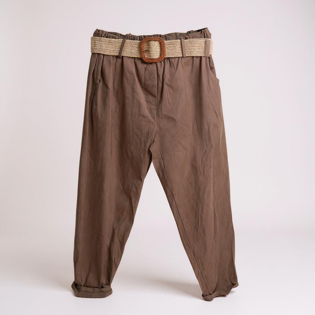 Pantalón Casual de Algodón con Cinturón elástico
