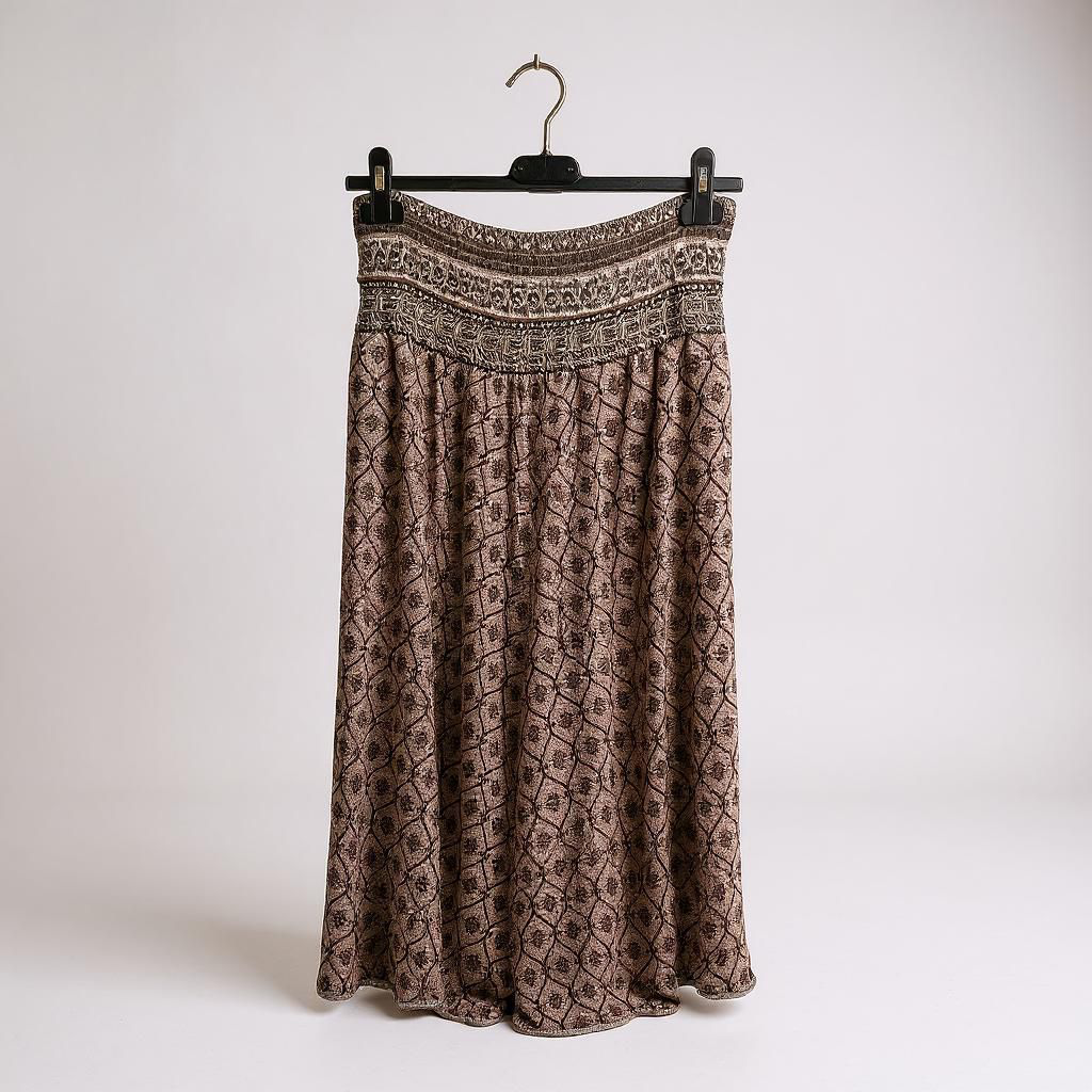 Pantalón efecto falda estampado étnico