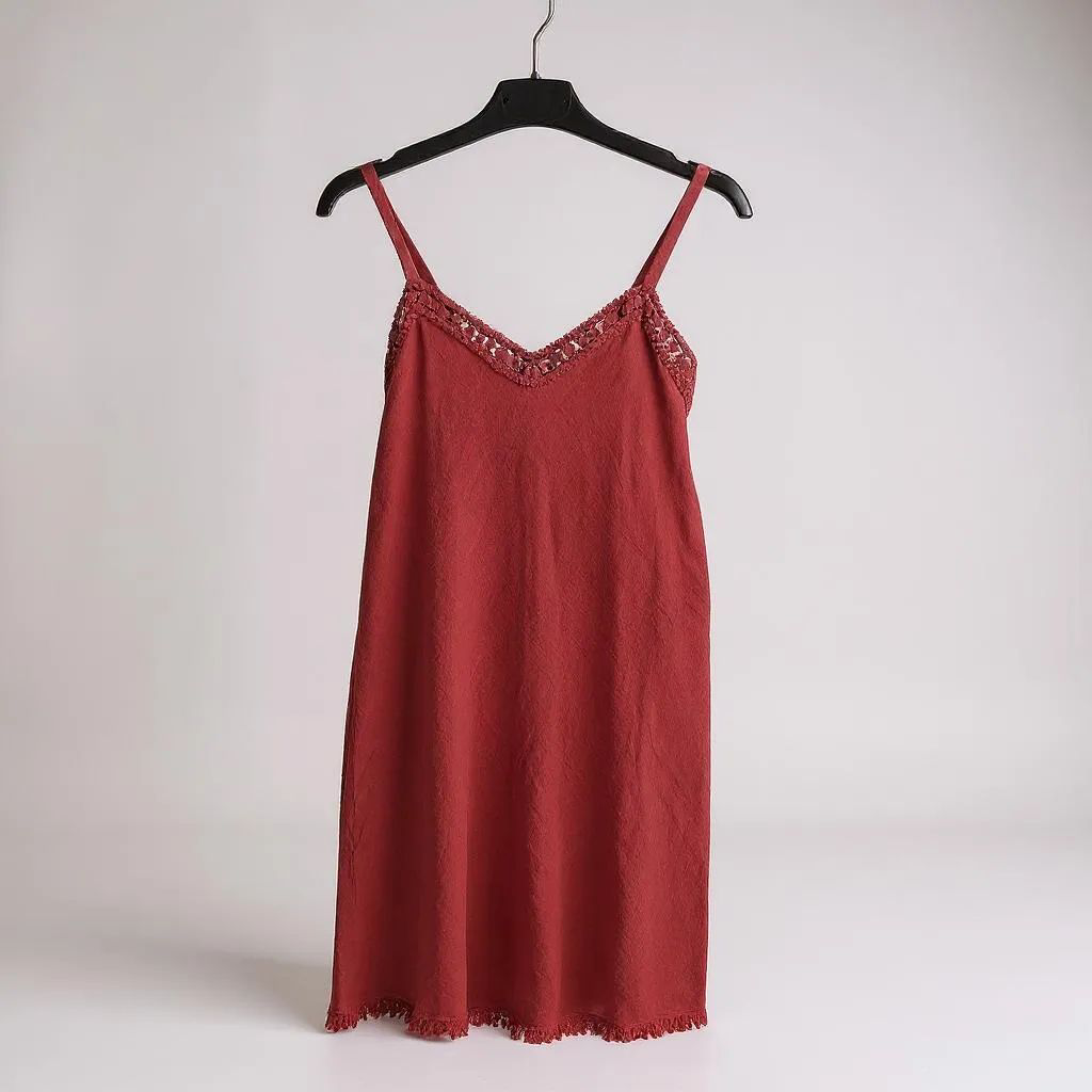 Vestido Corto Lencero de Algodón Efecto Lino