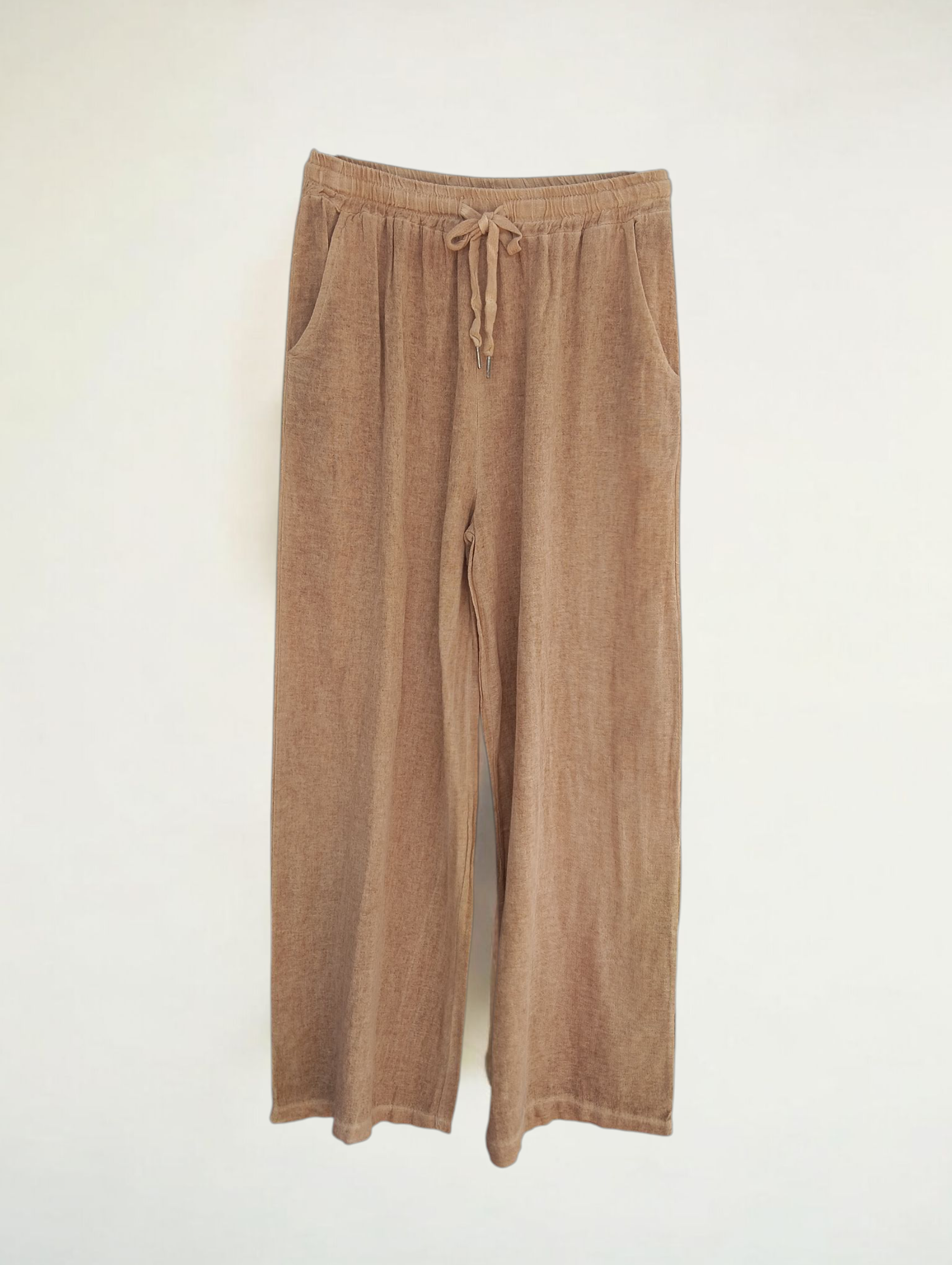 Pantalón Fluido de Algodón con Efecto Lino