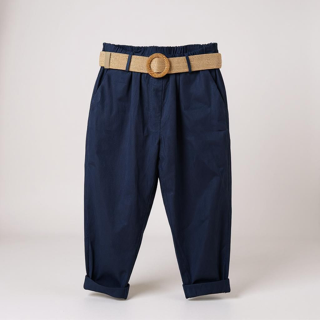 Pantalón Casual de Algodón con Cinturón elástico