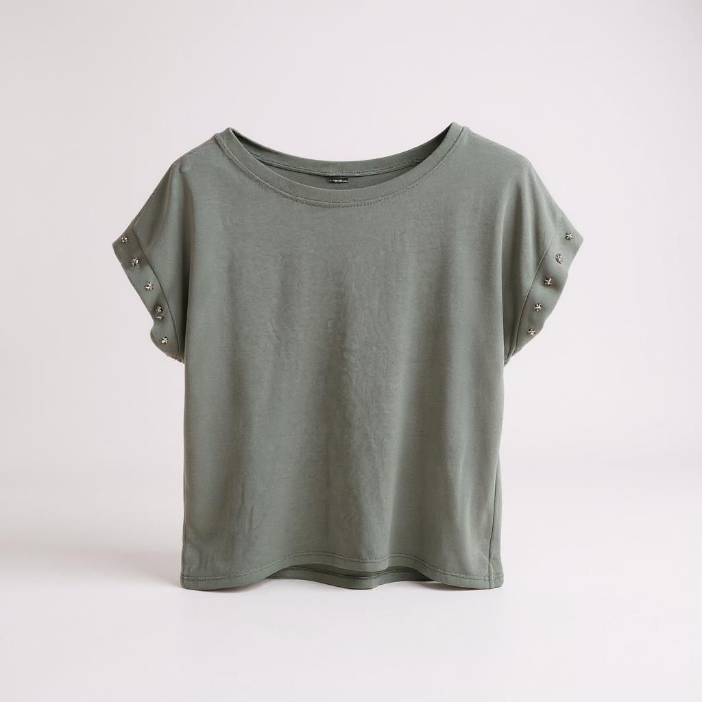 Camiseta de Algodón con Detalle de Estrellas