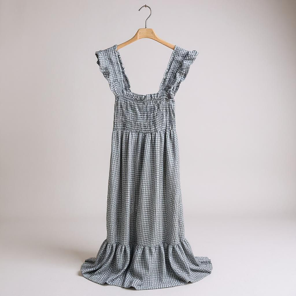 Vestido Largo de Cuadros Vichy