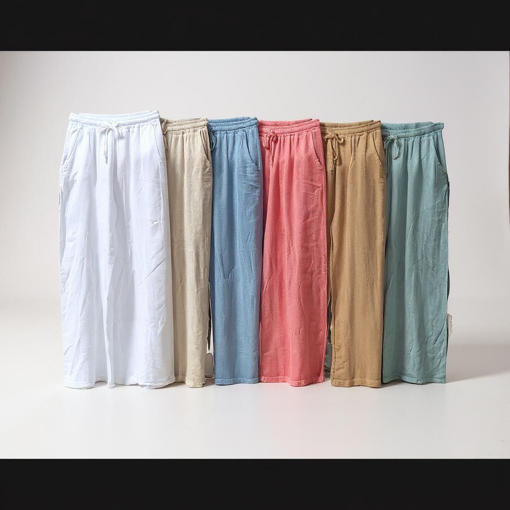 Pantalón Fluido de Algodón con Efecto Lino