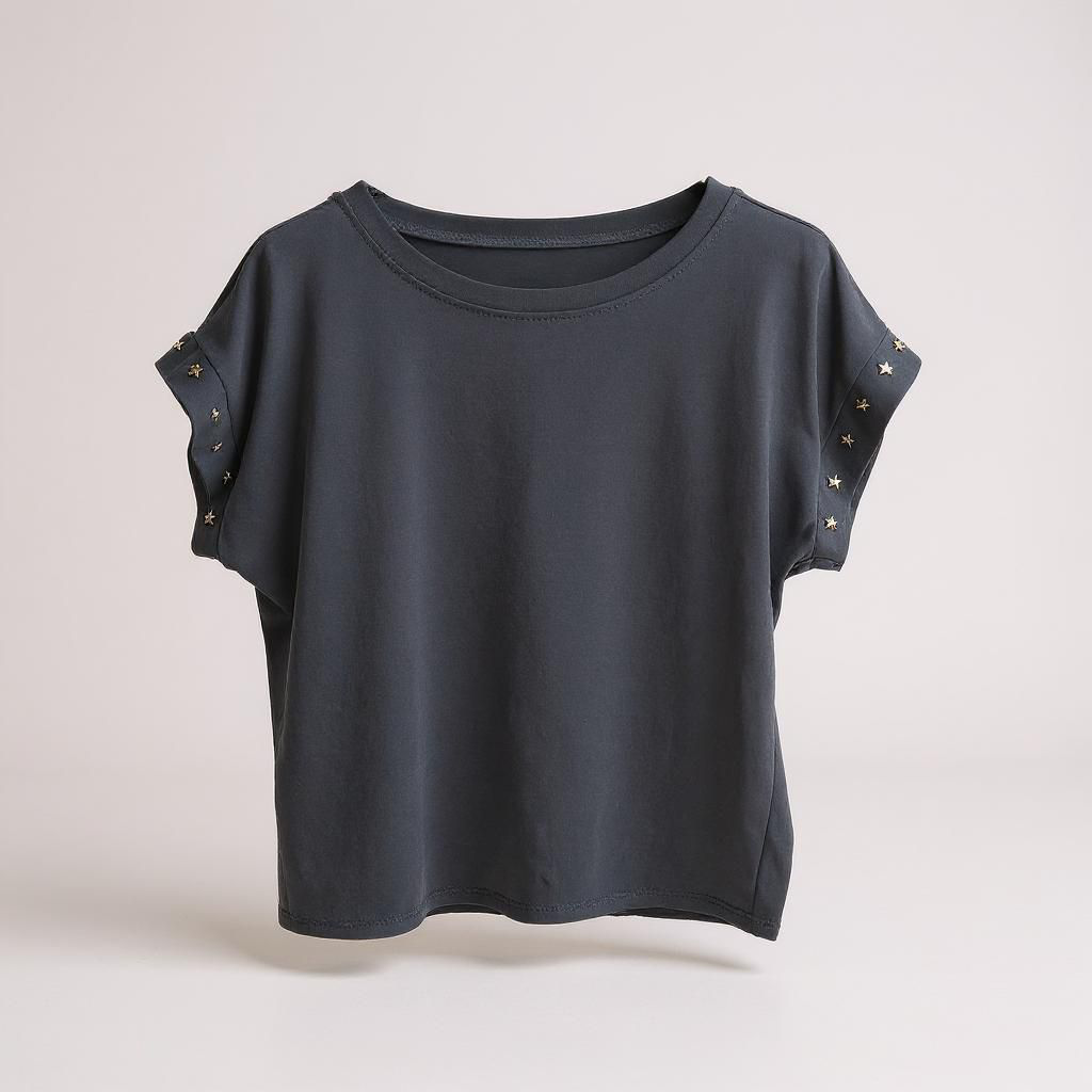 Camiseta de Algodón con Detalle de Estrellas