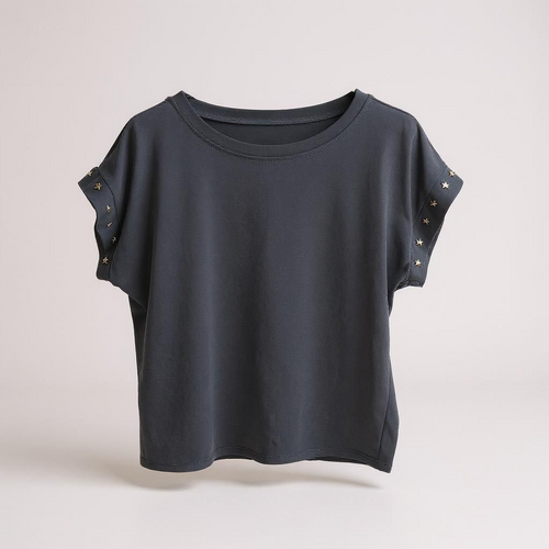 Camiseta de Algodón con Detalle de Estrellas