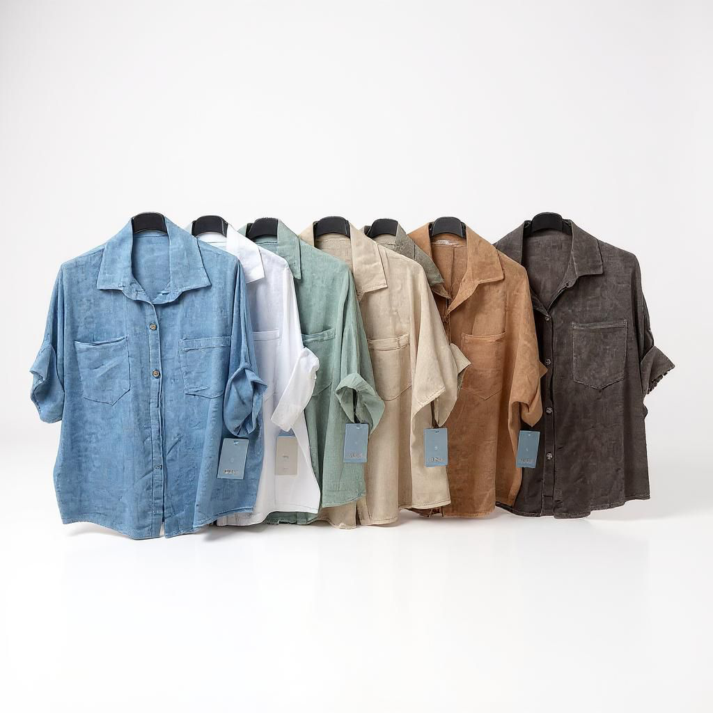 Camisa Oversize Algodón Efecto Lino