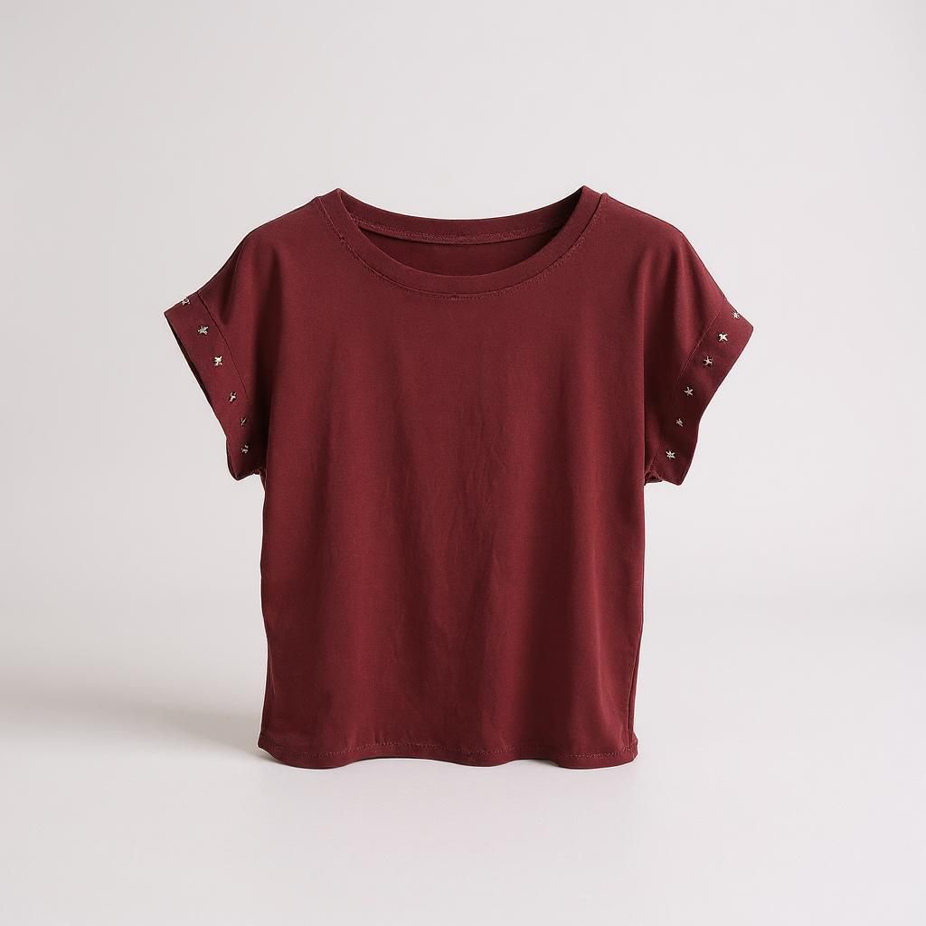 Camiseta de Algodón con Detalle de Estrellas