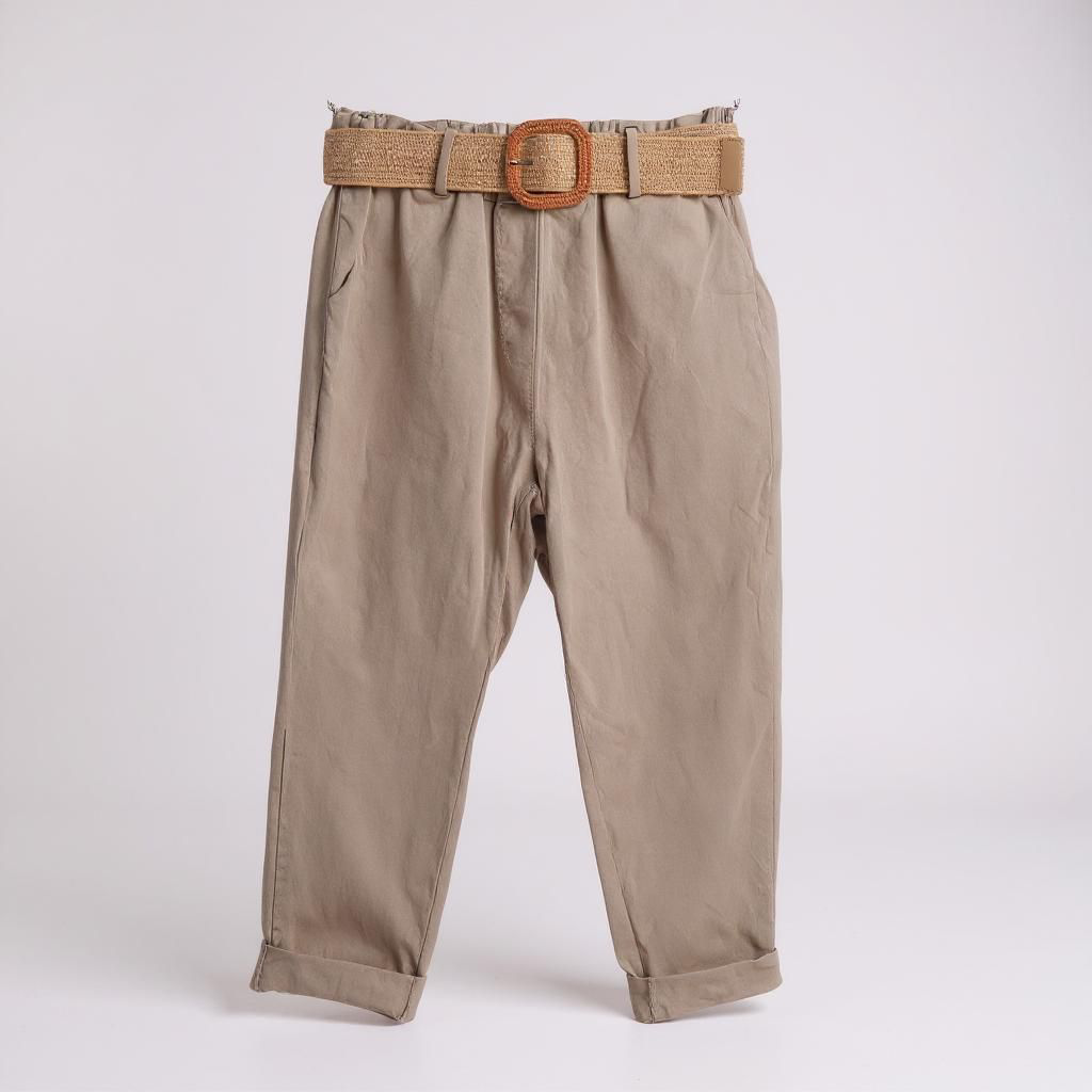 Pantalón Casual de Algodón con Cinturón elástico