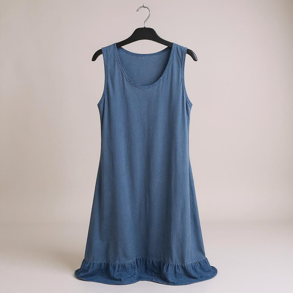 Vestido Largo de Tirantes con Volante Bajo
