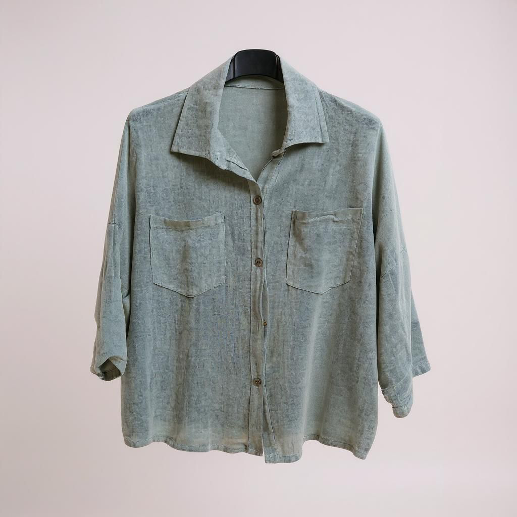 Camisa Oversize Algodón Efecto Lino