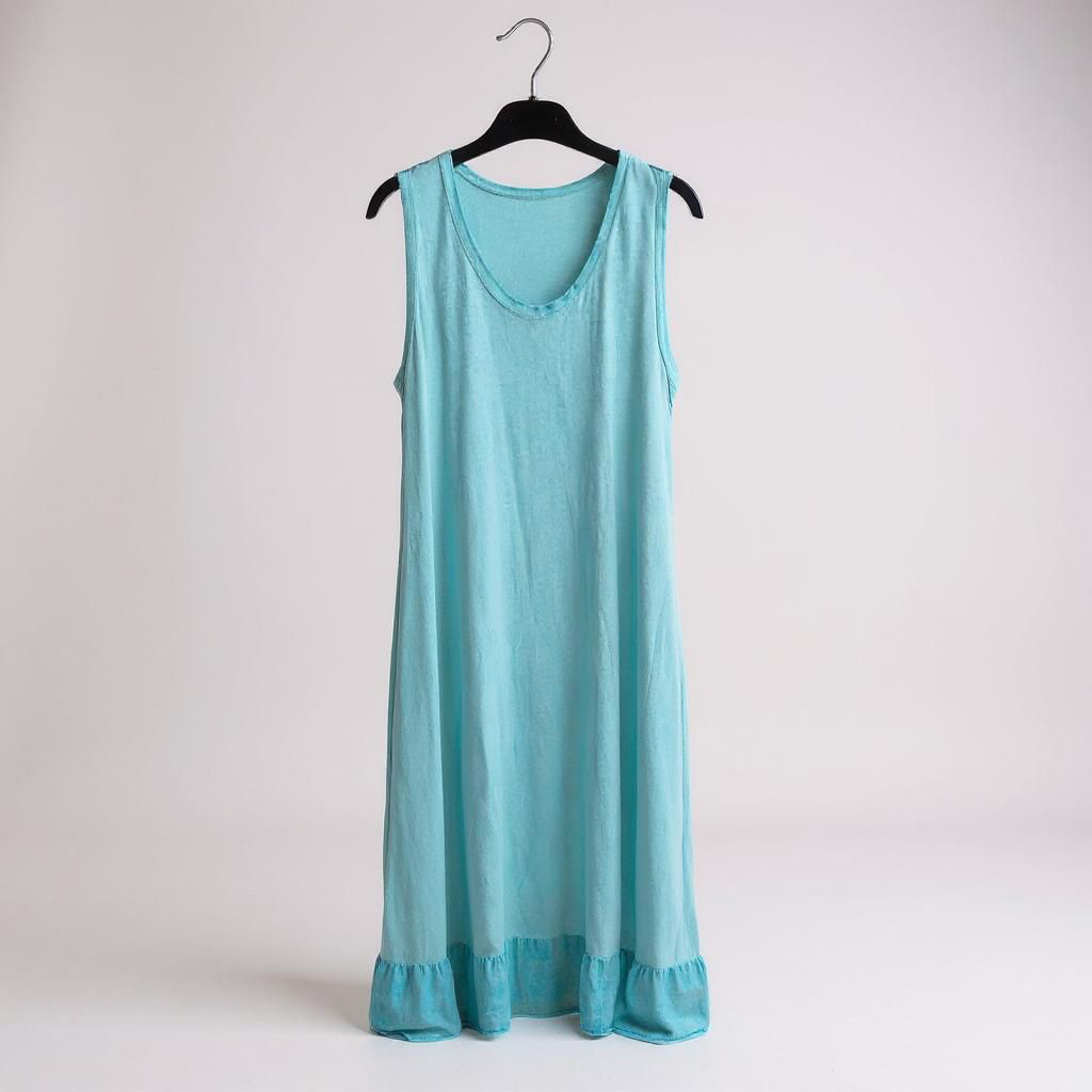 Vestido Largo de Tirantes con Volante Bajo