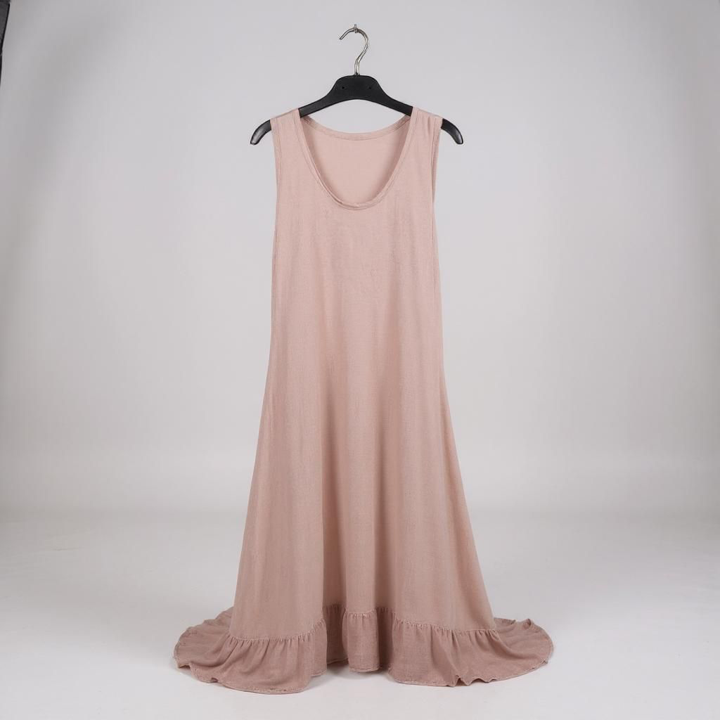 Vestido Largo de Tirantes con Volante Bajo