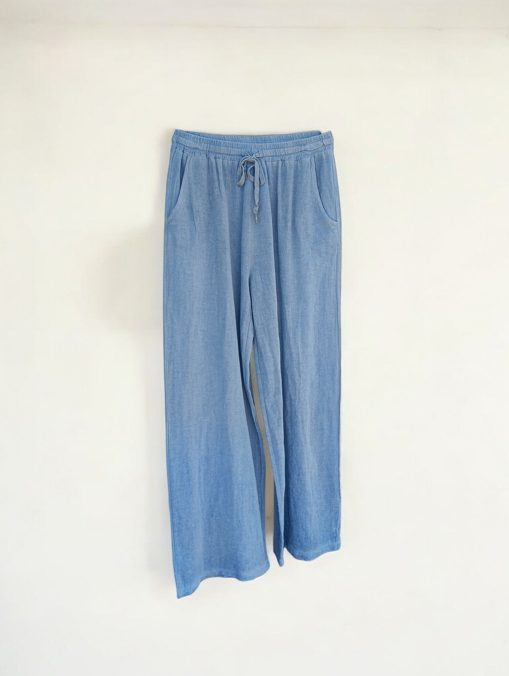 Pantalón Fluido de Algodón con Efecto Lino