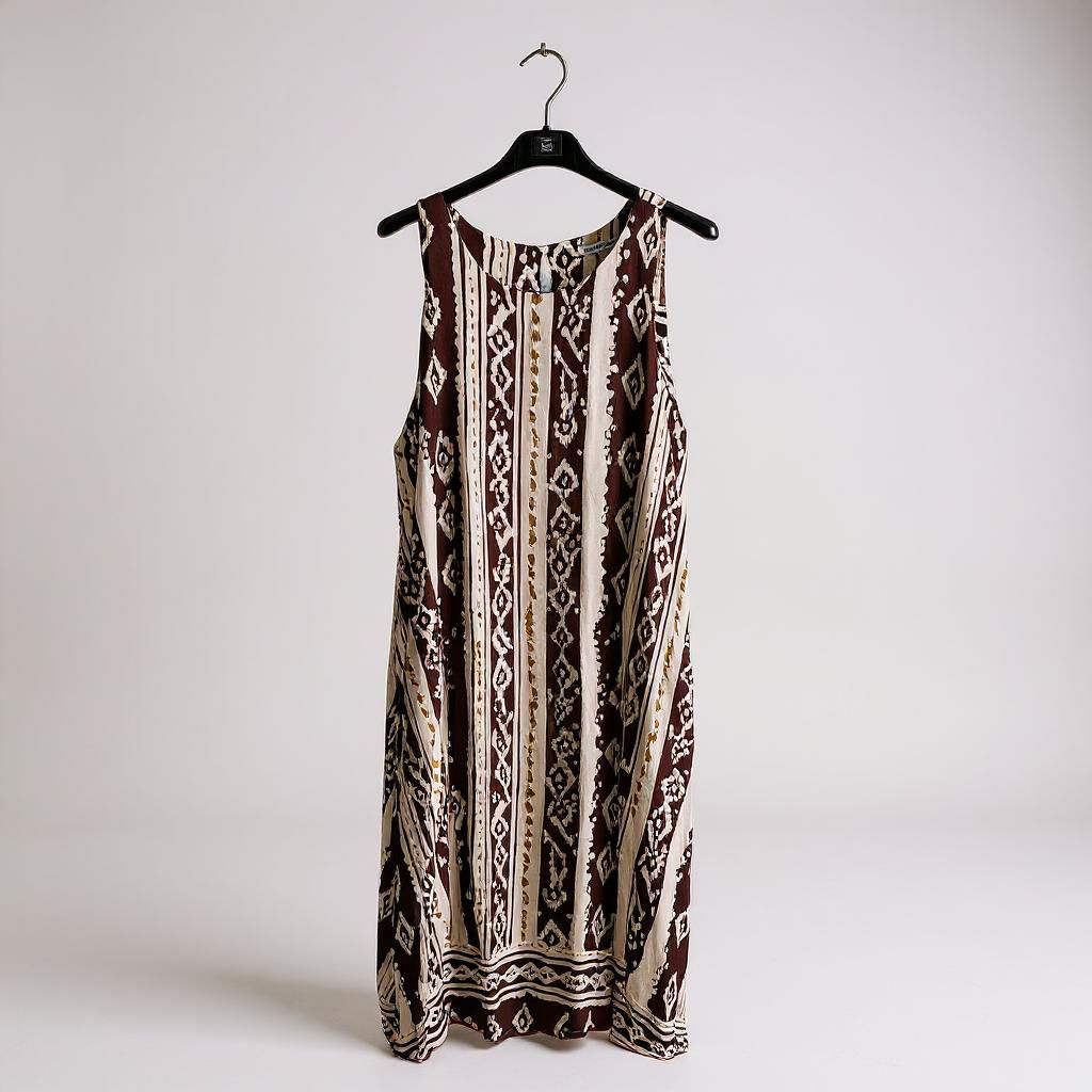 Vestido de Tirantes con Estampado Geométrico Étnico