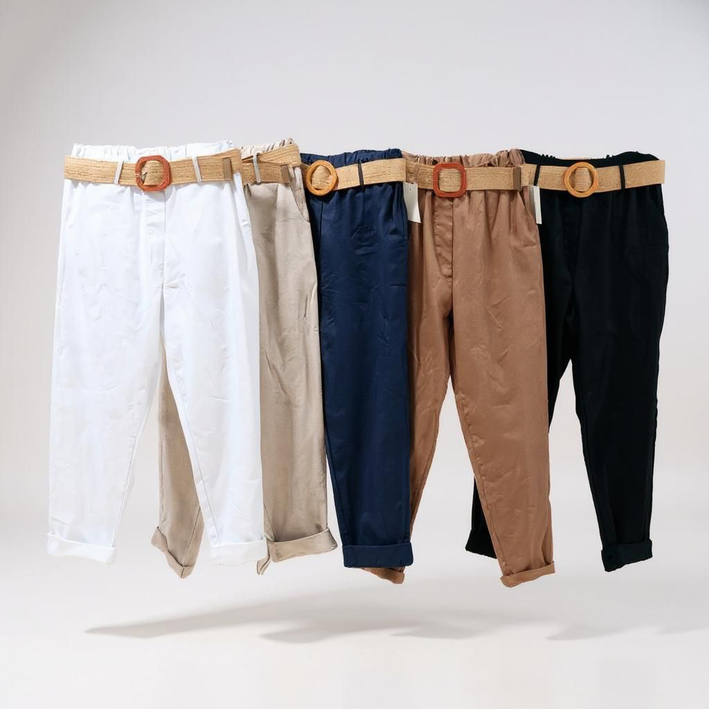 Pantalón Casual de Algodón con Cinturón elástico