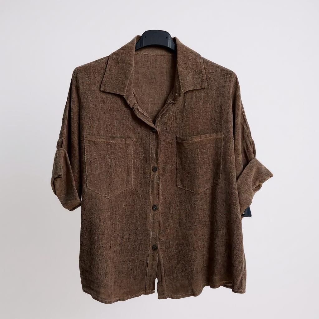 Camisa Oversize Algodón Efecto Lino