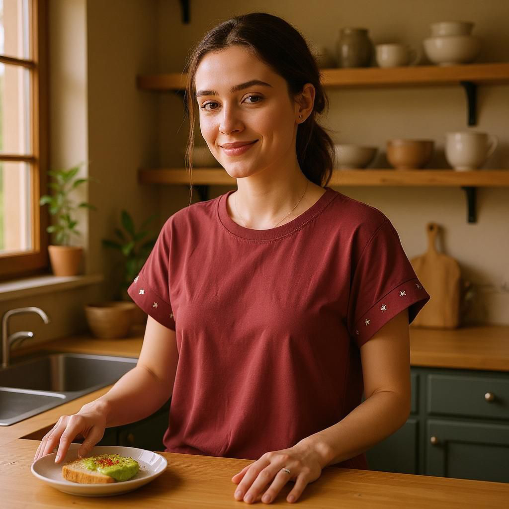 Camiseta de Algodón con Detalle de Estrellas