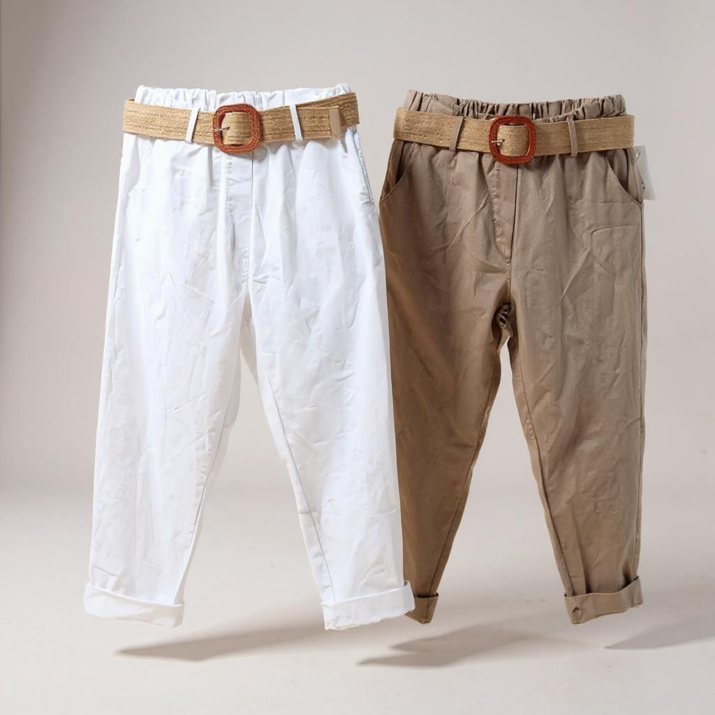 Pantalón Casual de Algodón con Cinturón elástico