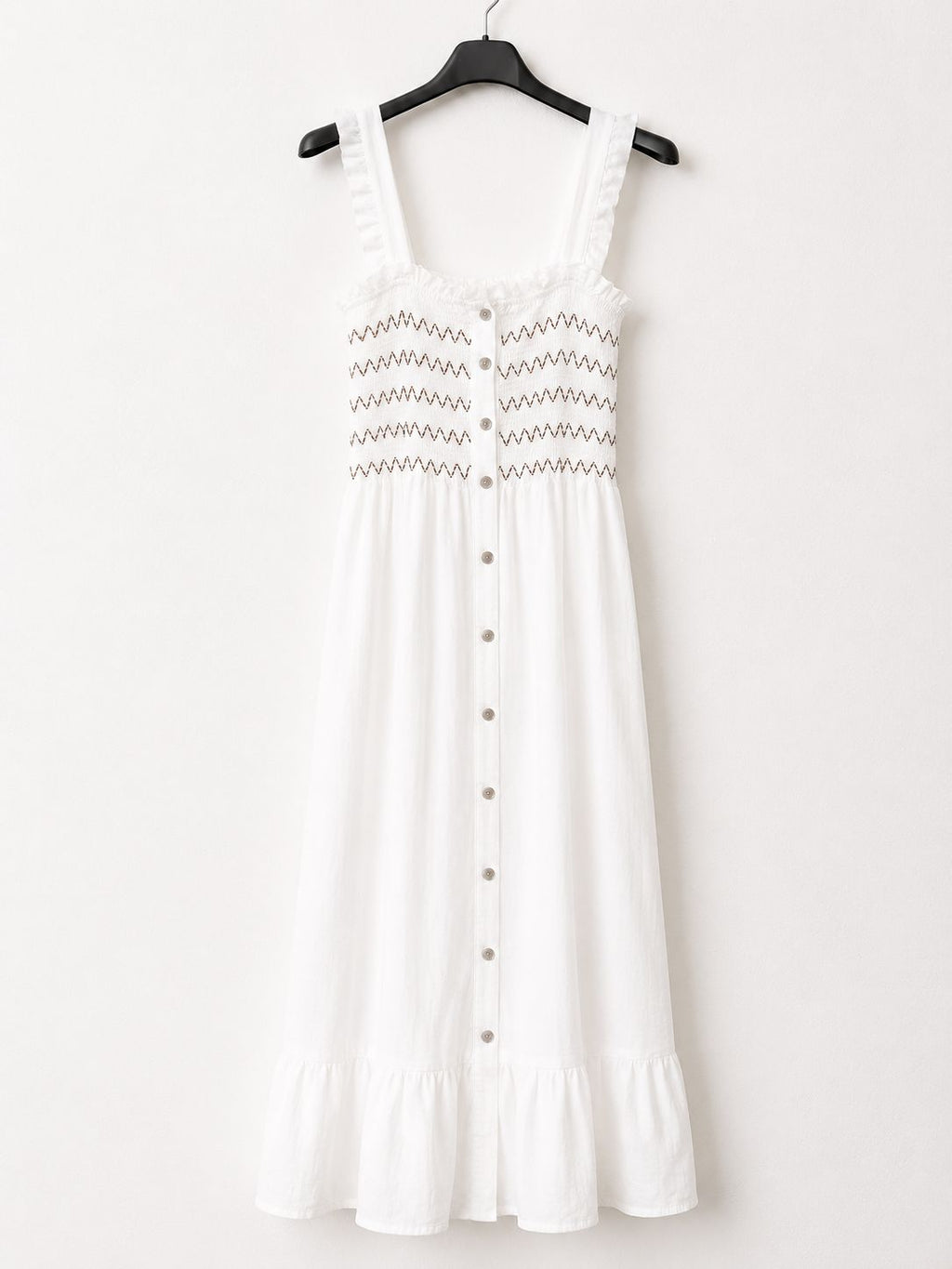 VESTIDO MIDI | NIDO DE ABEJA CON BORDADOS